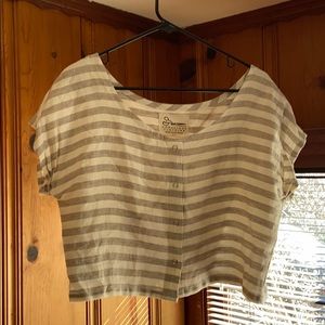 Handmade linen button crop top